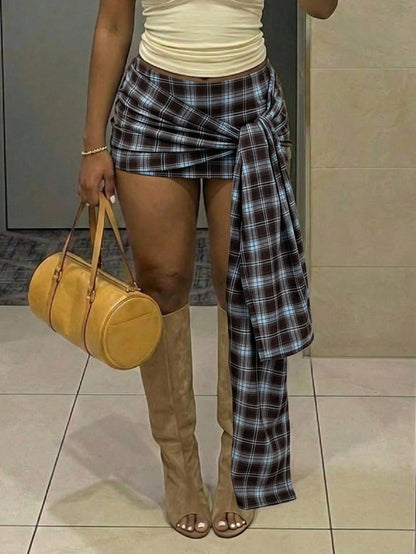 Odiel | Plaid Asymmetrical Mini Skort