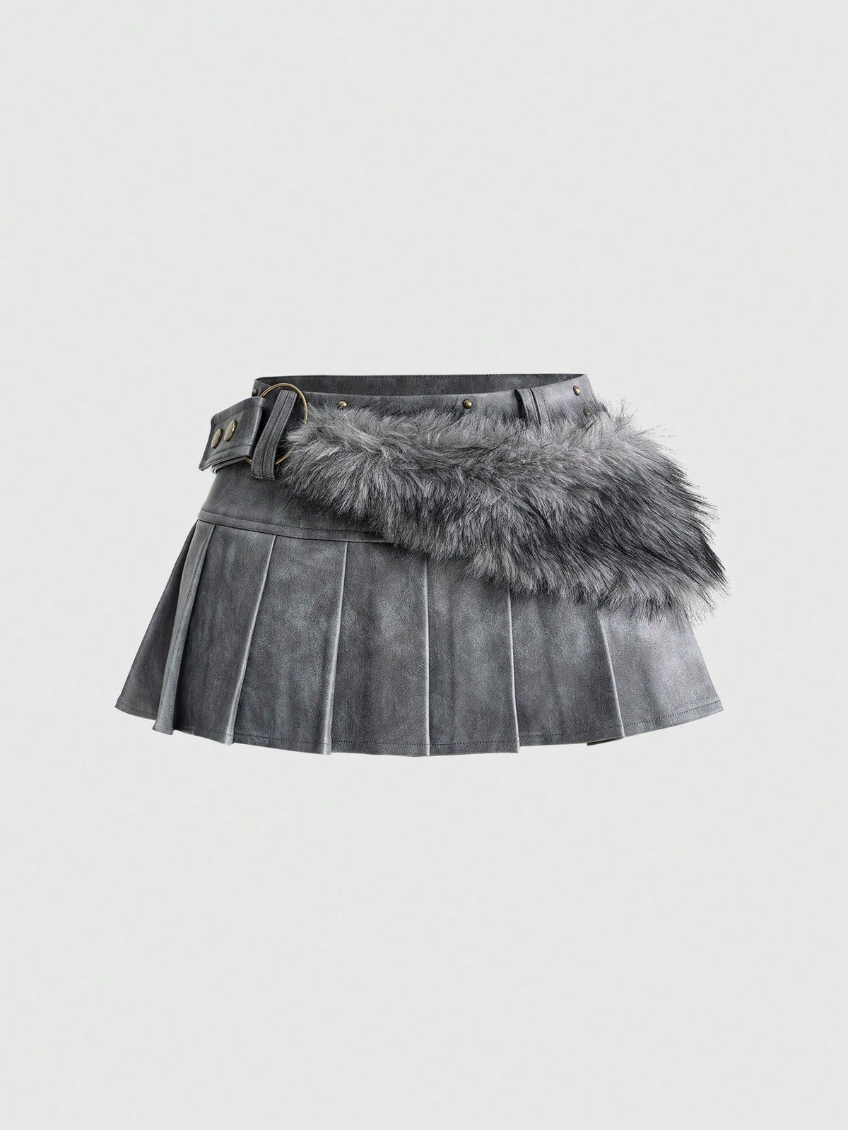 Xaela | Faux Fur Patchwork Mini Skirt
