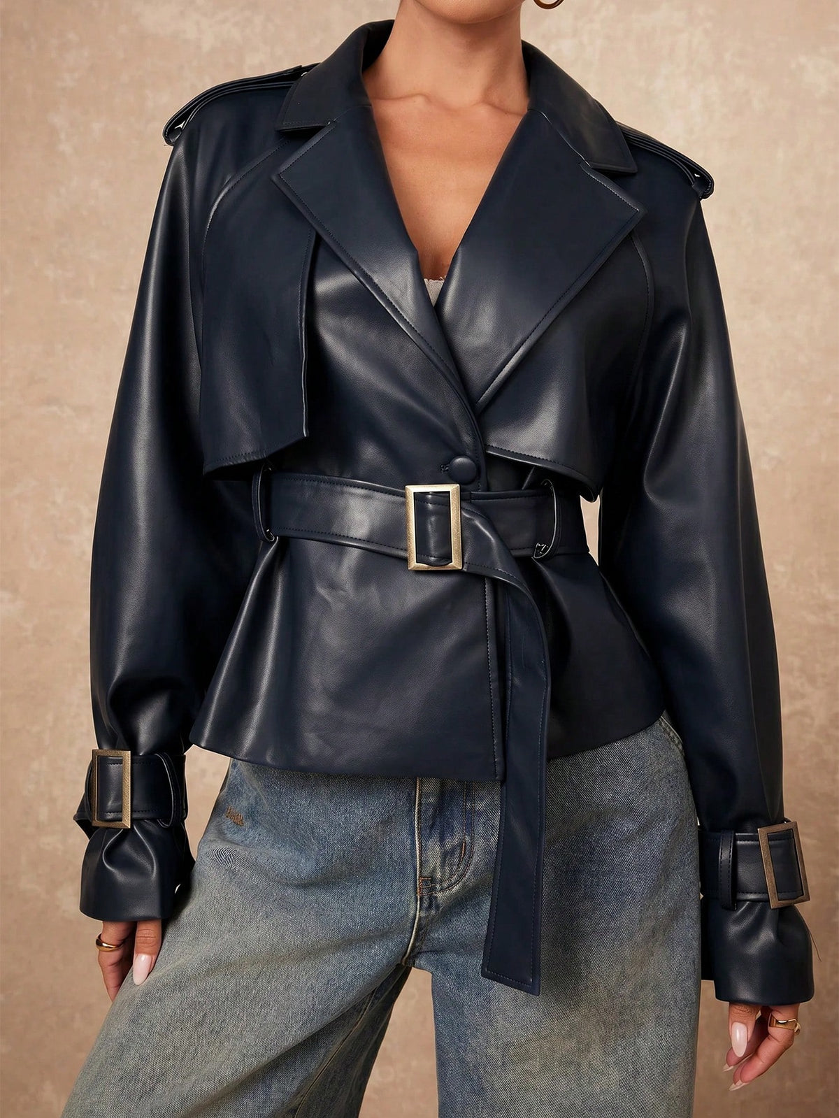Dana | Double-Breasted PU Jacket