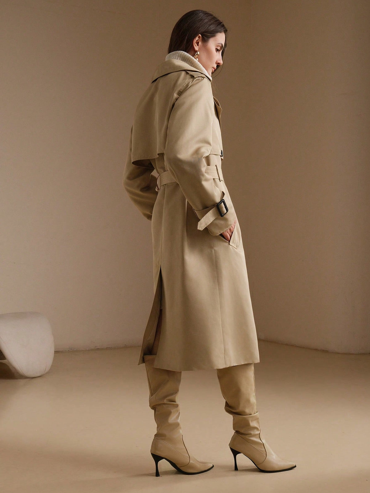 Elnia | Double-Breasted Midi Trench Coat