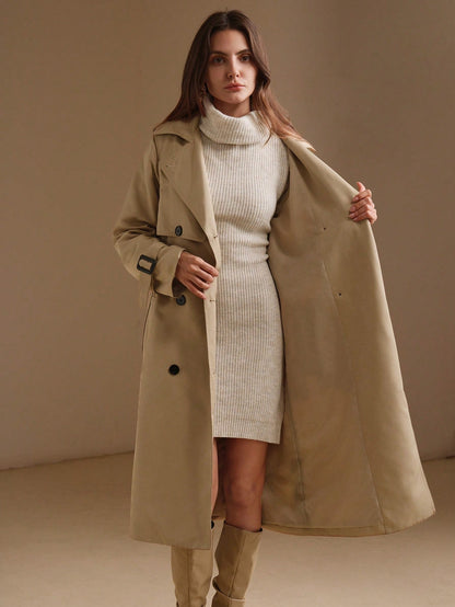 Elnia | Double-Breasted Midi Trench Coat