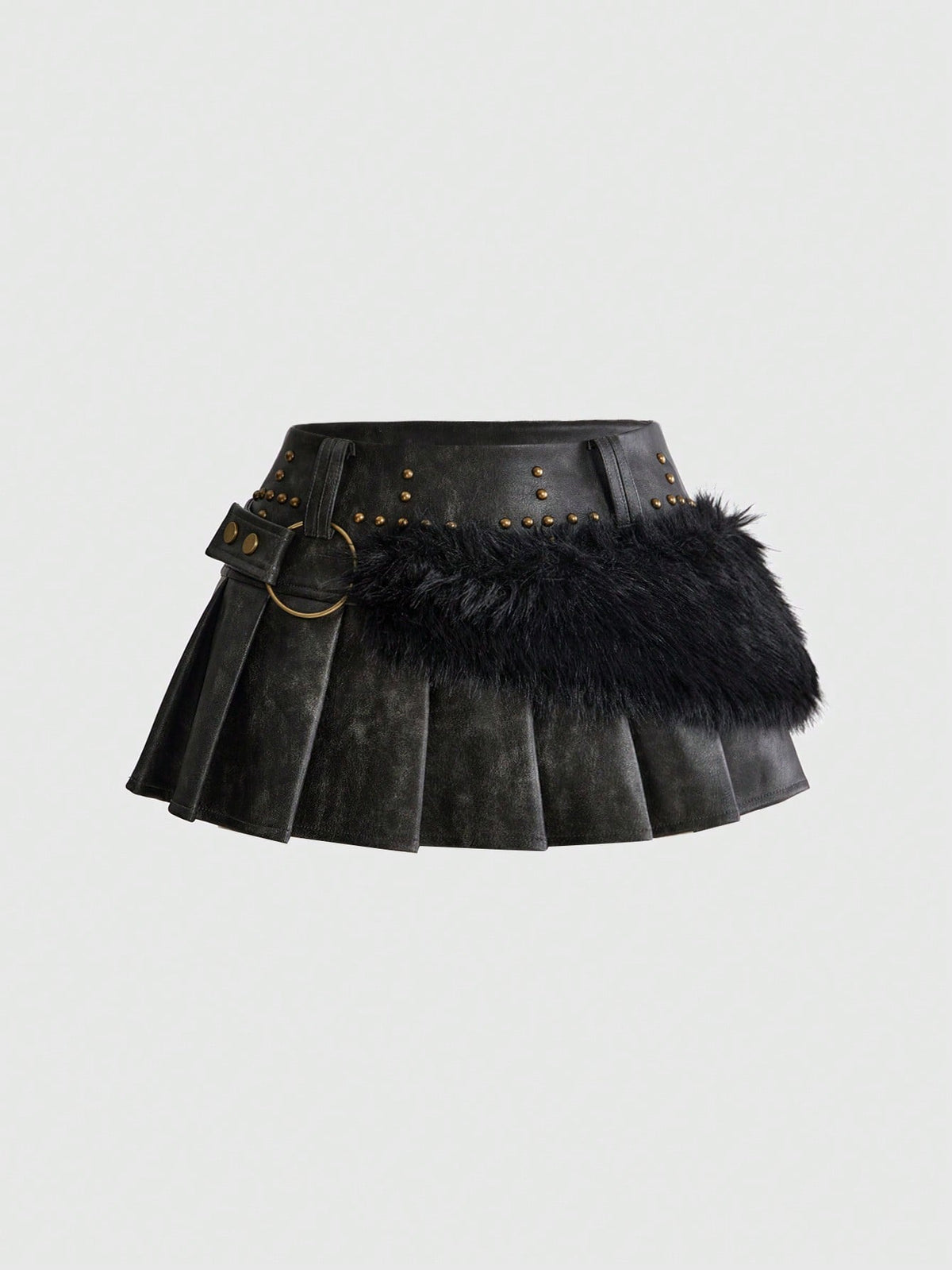 Xaela | Faux Fur Patchwork Mini Skirt