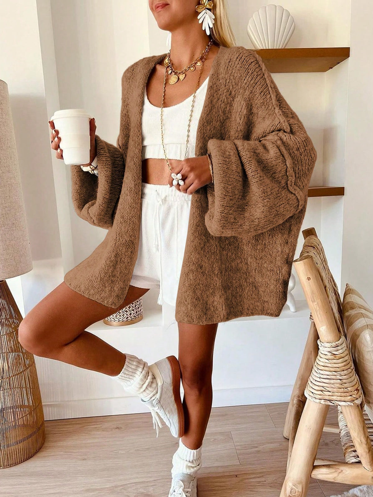 Vivlyn | Batwing Cardigan Midi Sweater