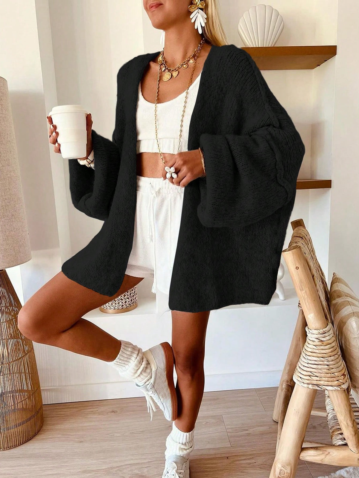 Vivlyn | Batwing Cardigan Midi Sweater