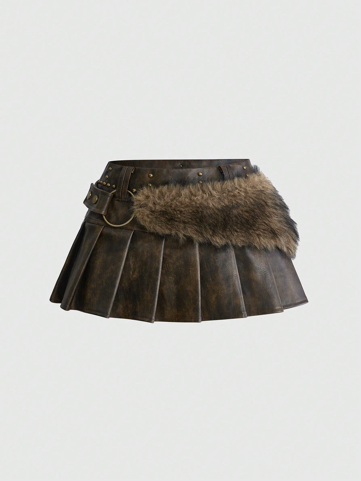 Xaela | Faux Fur Patchwork Mini Skirt