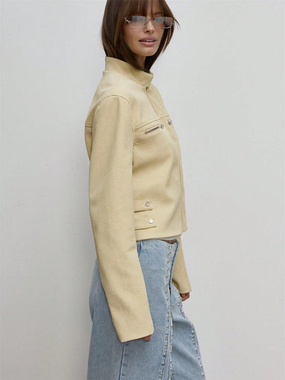 Darina | Funnel Neck PU Jacket