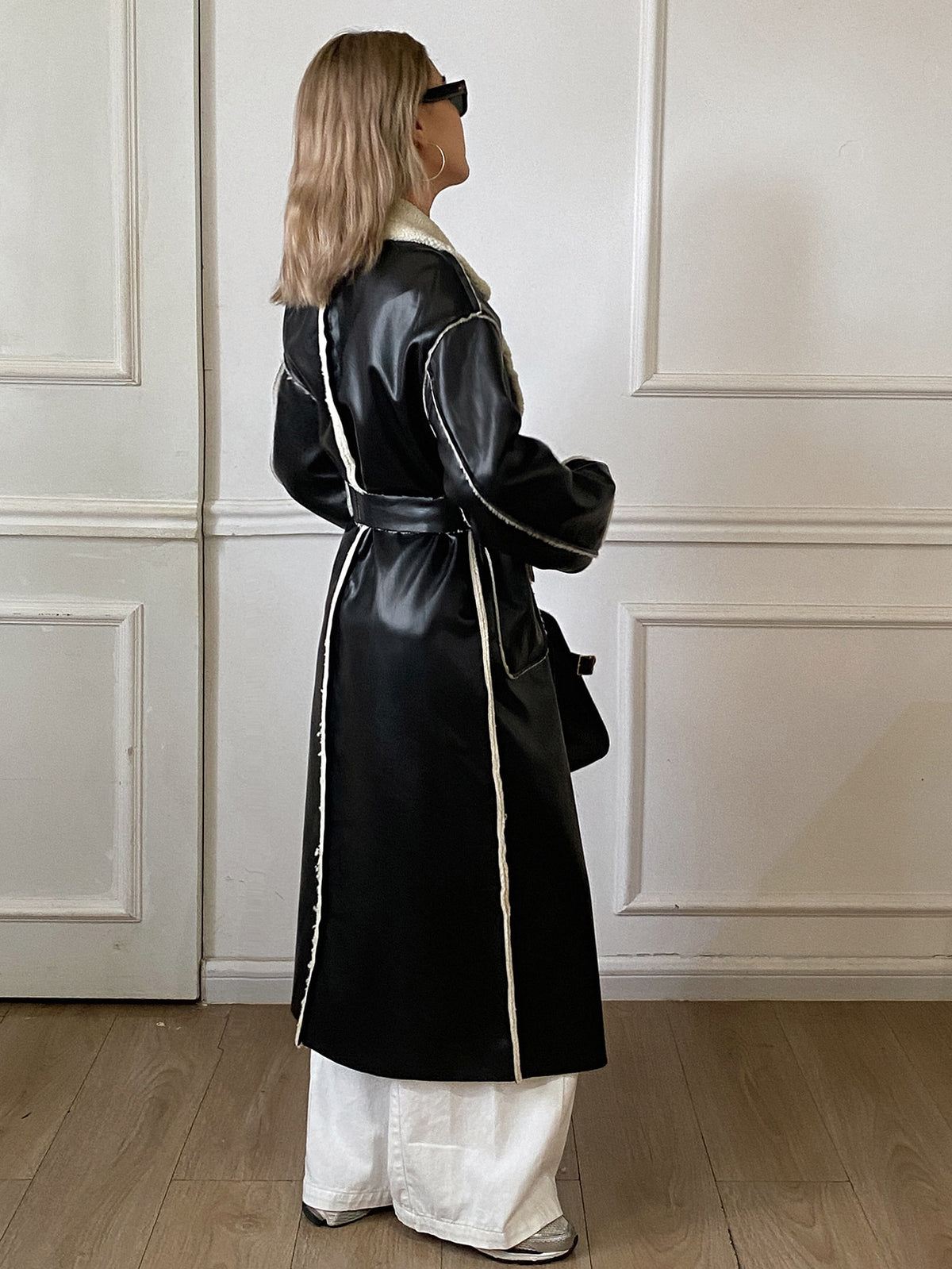 Lenya | Colorblock Belted Midi Coat