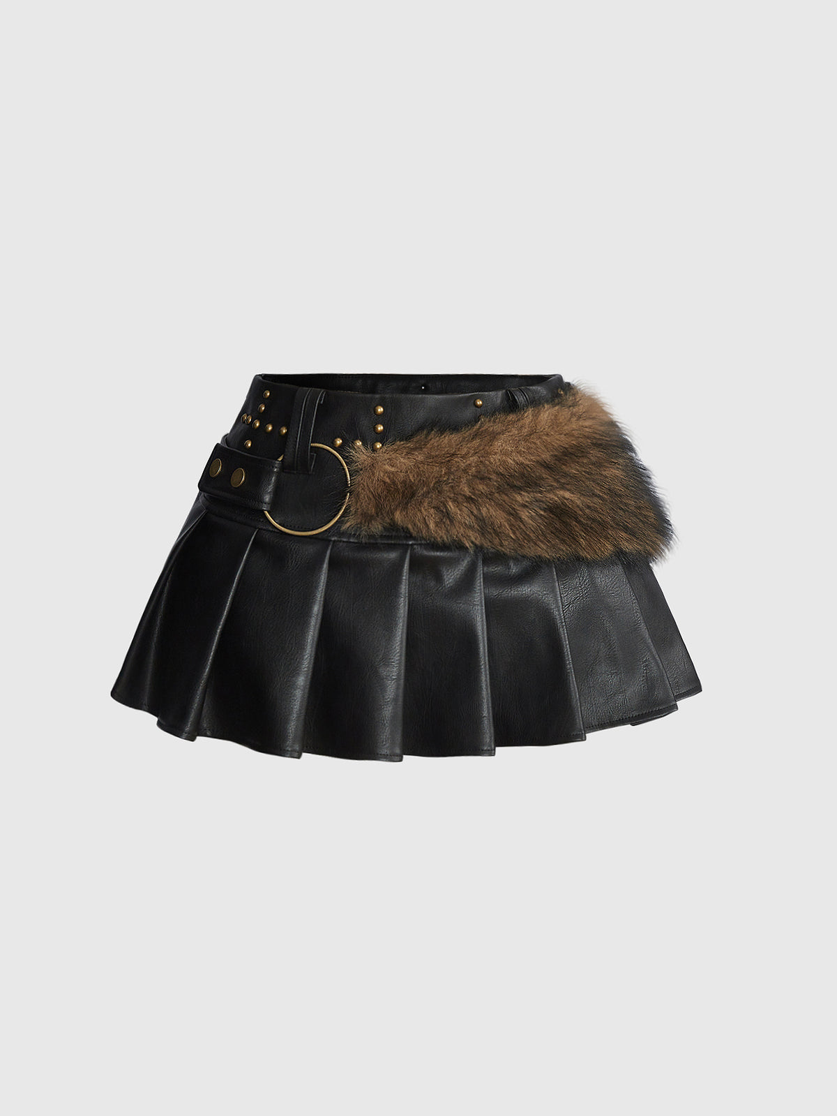 Xaela | Faux Fur Patchwork Mini Skirt