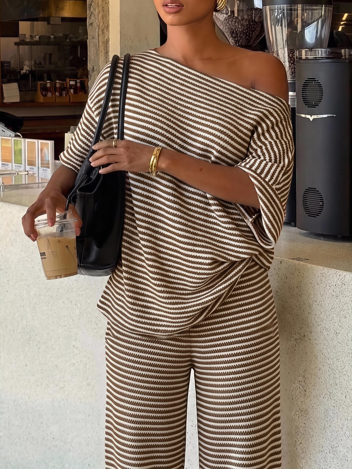Kitya | Striped Two-Piece Waffle Knit Set