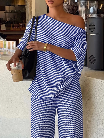 Kitya | Striped Two-Piece Waffle Knit Set