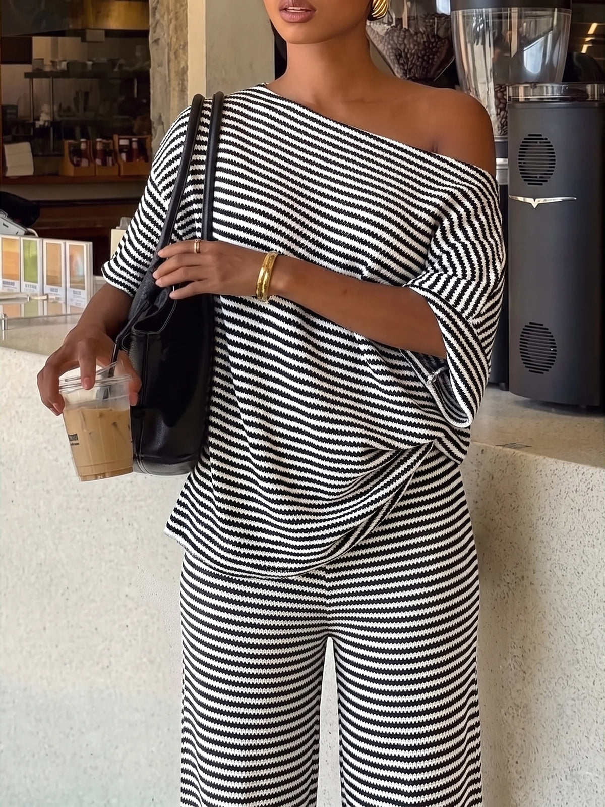 Kitya | Striped Two-Piece Waffle Knit Set