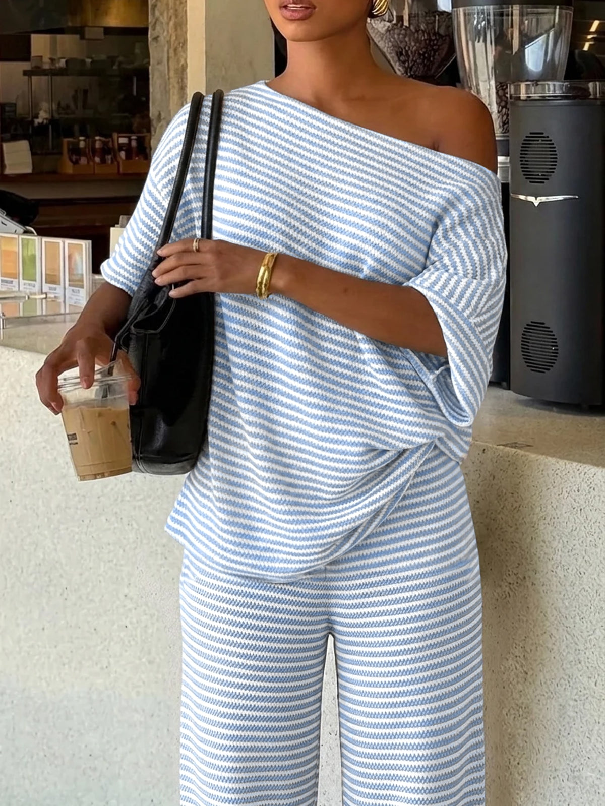 Kitya | Striped Two-Piece Waffle Knit Set