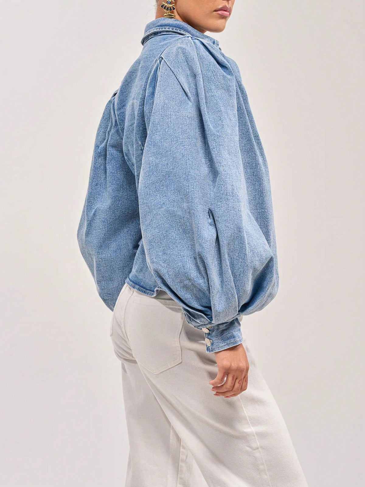 Ginya | Puff-Sleeve Cropped Denim Jacket