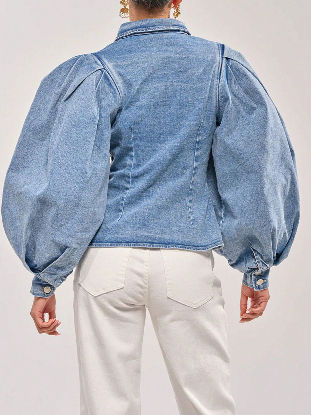 Ginya | Puff-Sleeve Cropped Denim Jacket
