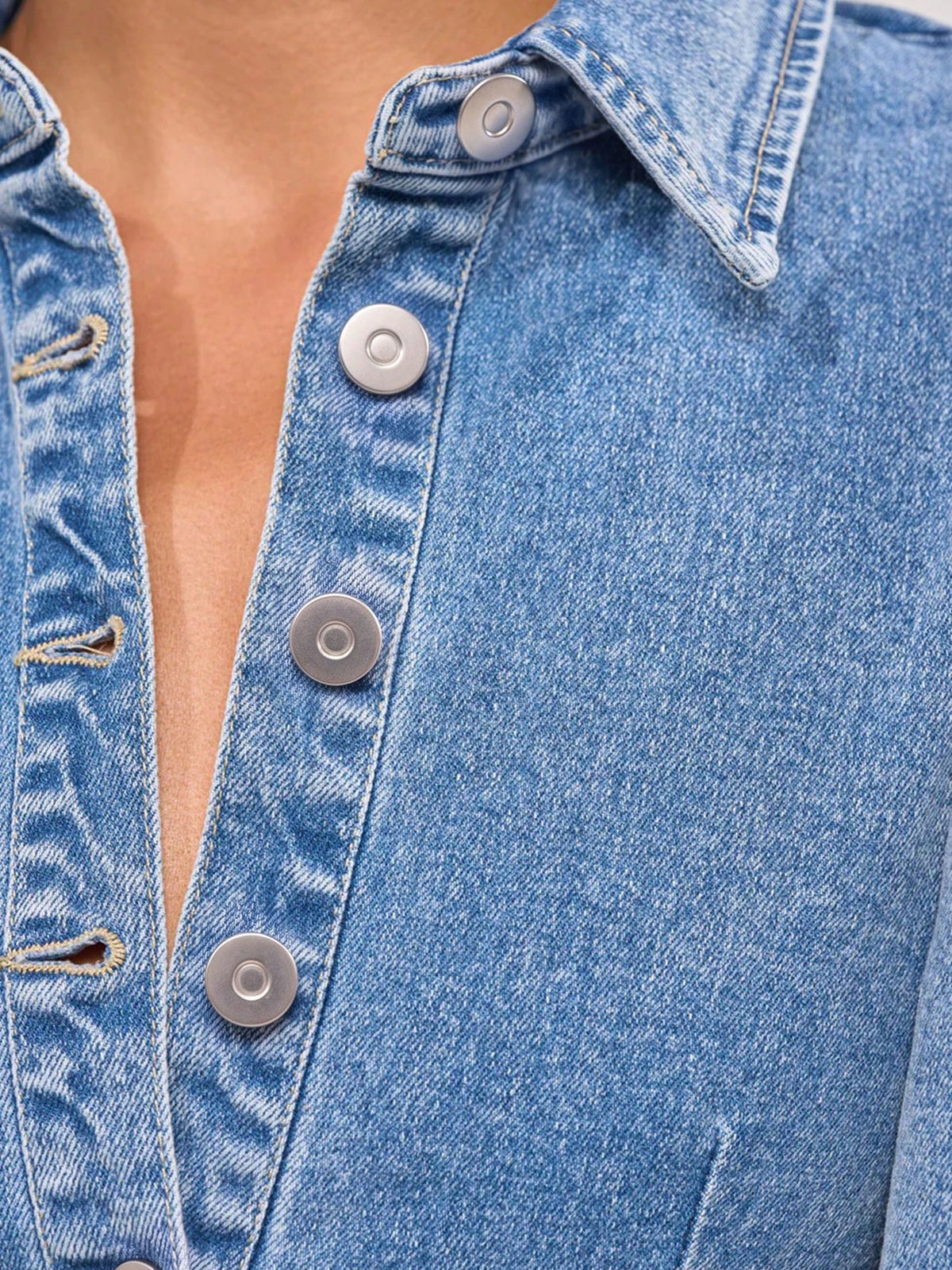 Ginya | Puff-Sleeve Cropped Denim Jacket