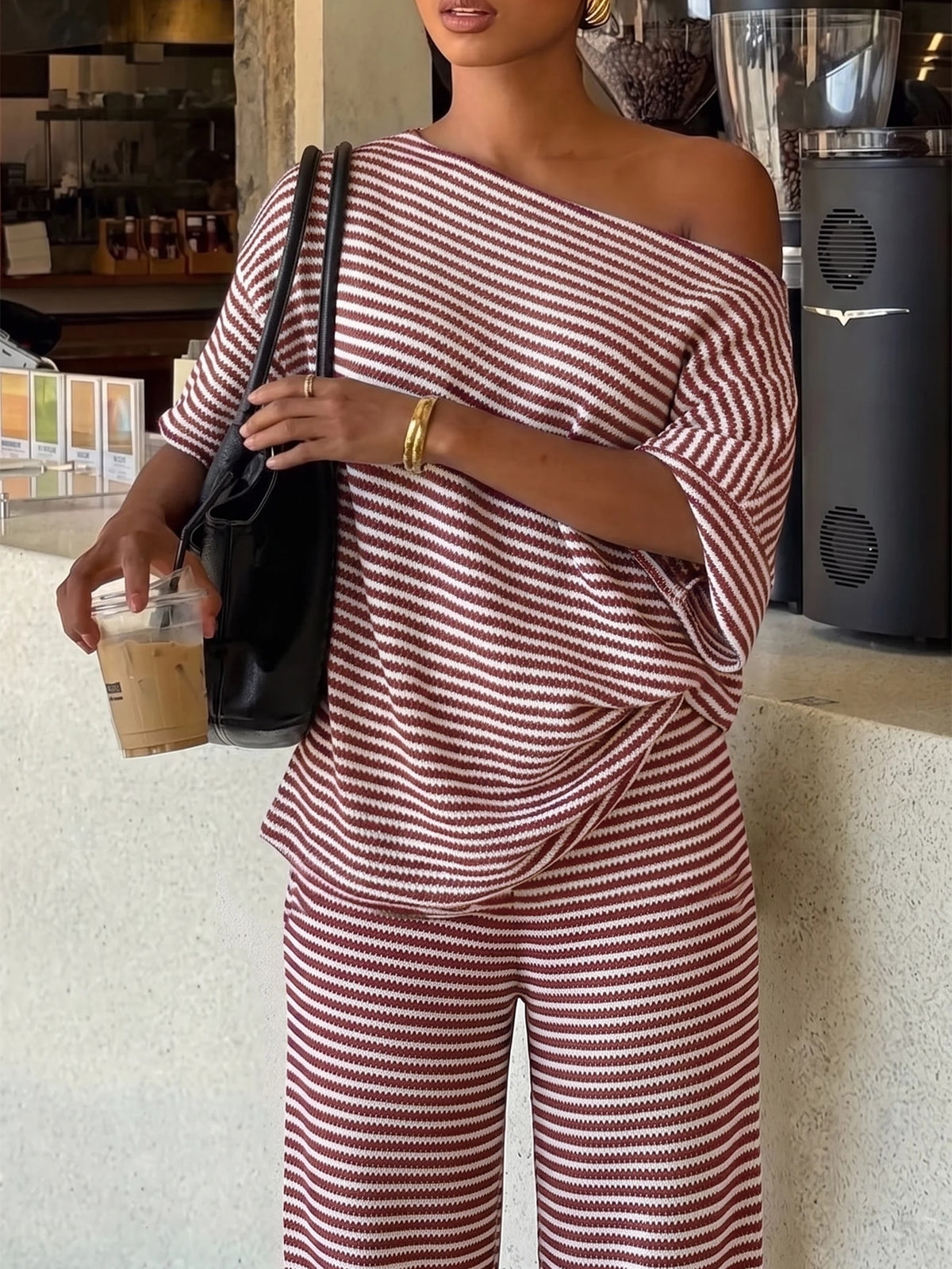 Kitya | Striped Two-Piece Waffle Knit Set