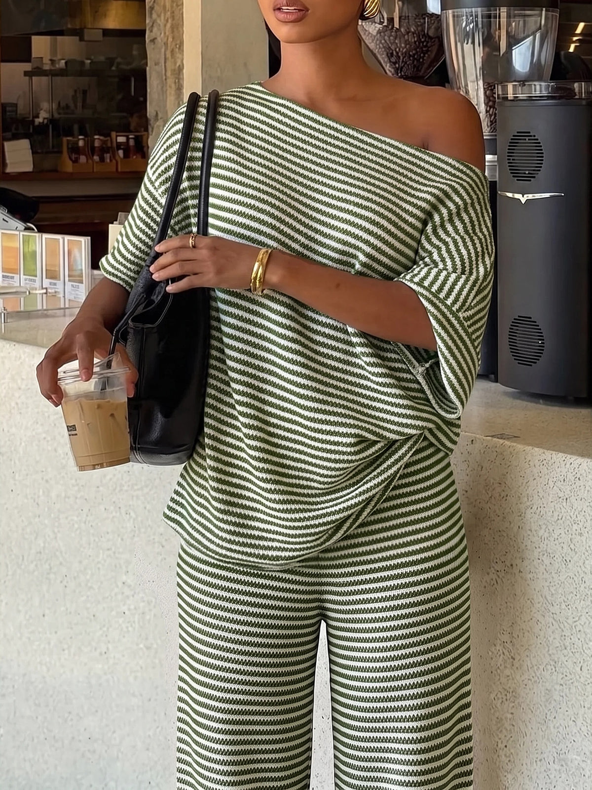 Kitya | Striped Two-Piece Waffle Knit Set
