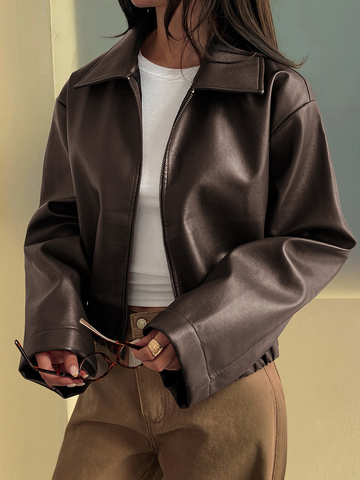 Klis | Leather Drop-Shoulder Jacket