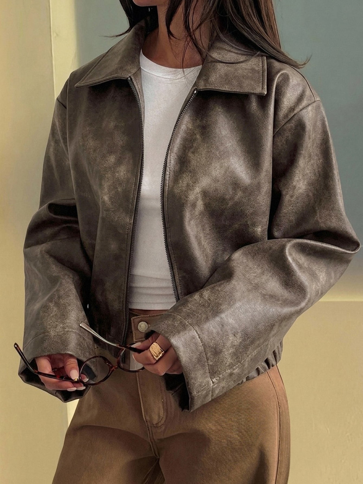 Klis | Leather Drop-Shoulder Jacket
