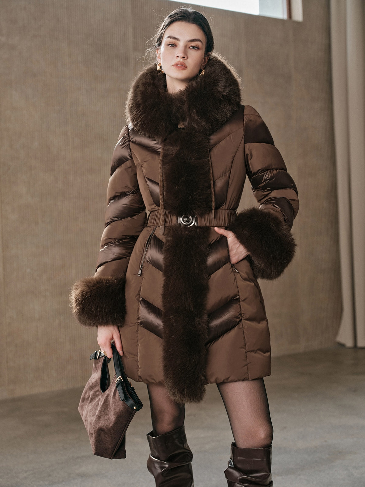 Mirea | Hooded Belted Puffer Coat