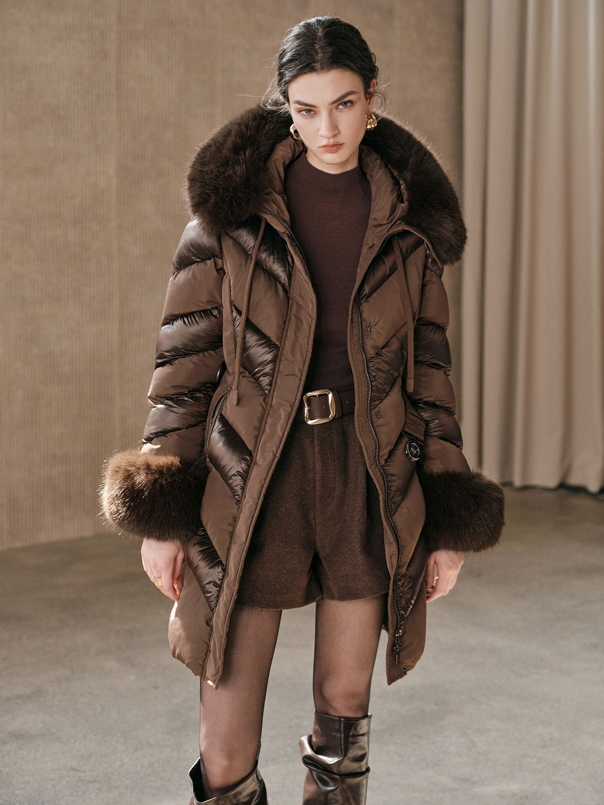 Mirea | Hooded Belted Puffer Coat
