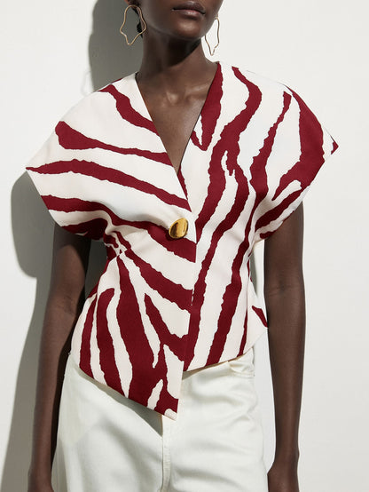 Tyrya | Asymmetrical V-Neck Sleeveless Top