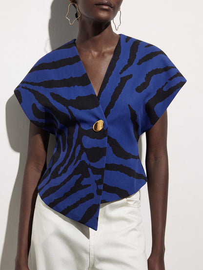 Tyrya | Asymmetrical V-Neck Sleeveless Top
