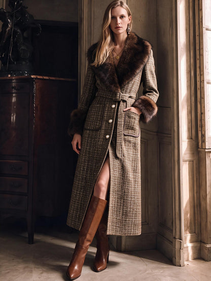 Kina | Tweed Belted Midi Coat