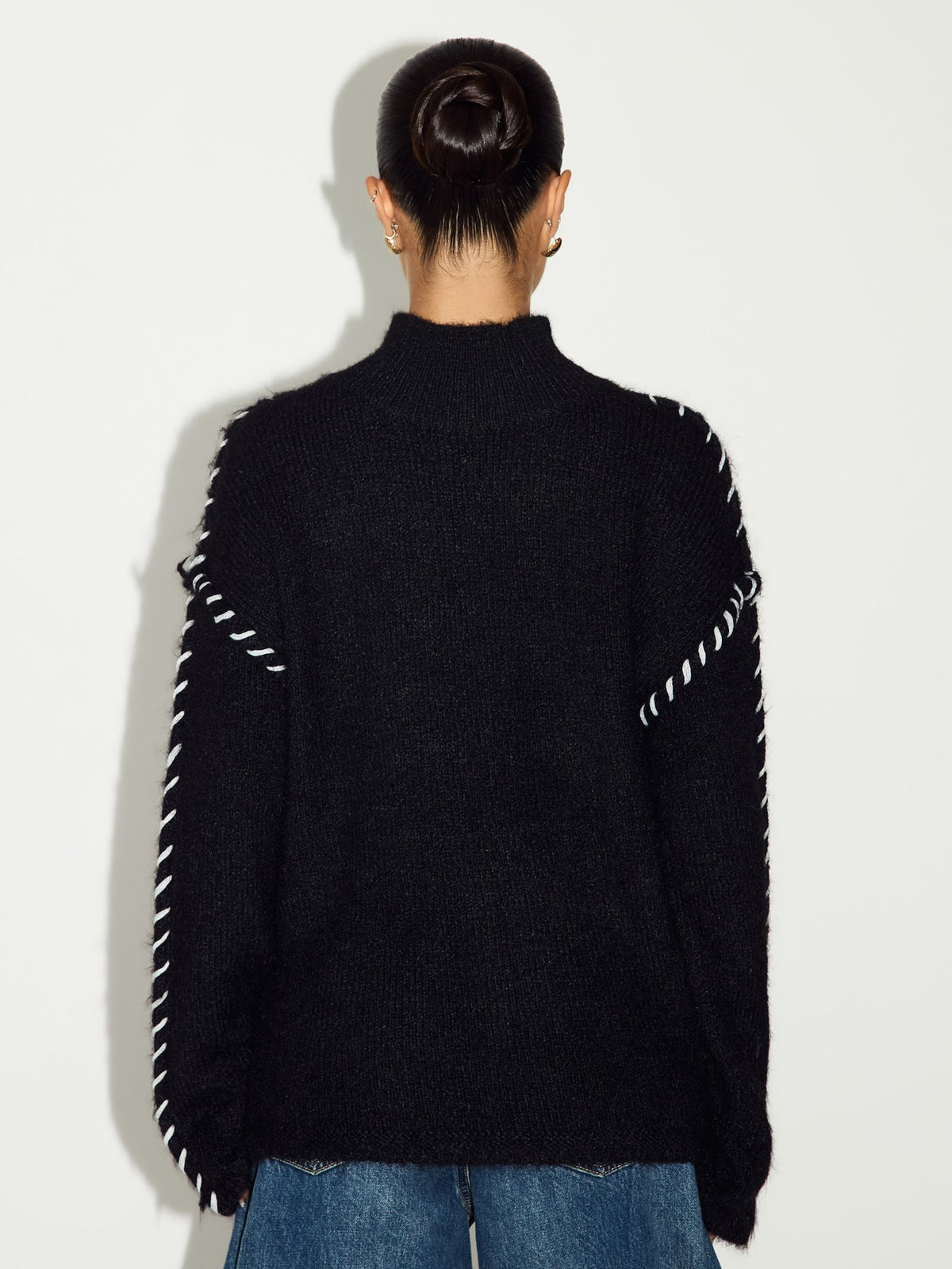 Frora | Colorblock Stand Collar Sweater