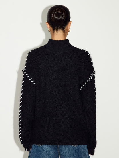 Frora | Colorblock Stand Collar Sweater