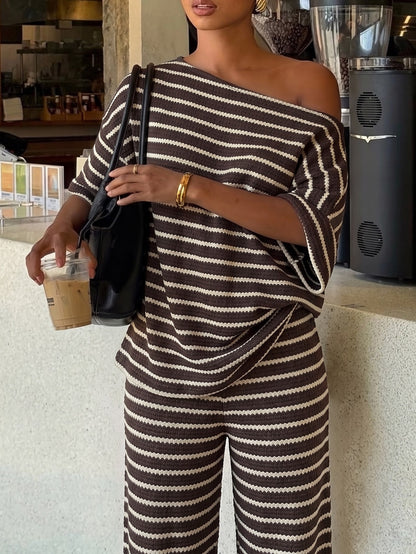 Kitya | Striped Two-Piece Waffle Knit Set
