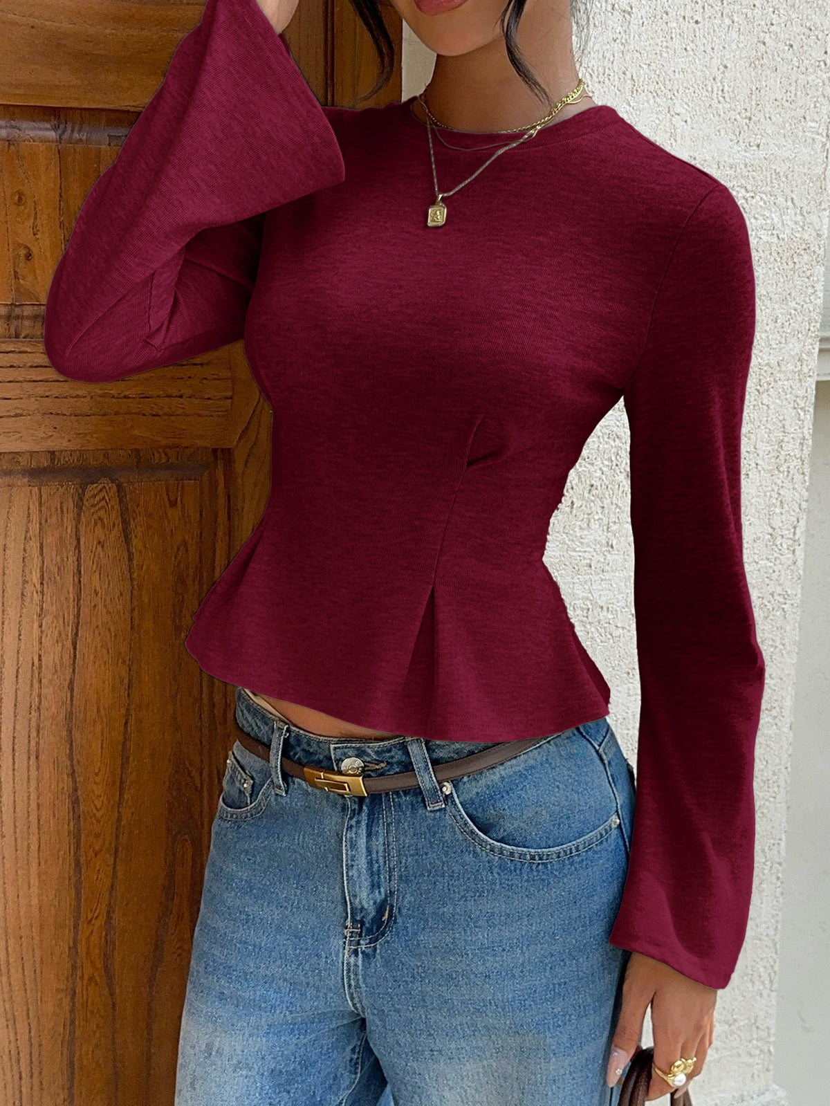 Zelia | Asymmetrical Long-Sleeve Knit Top