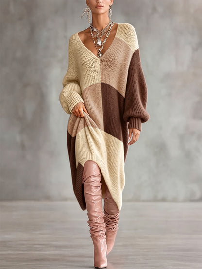 Verya | Colorblock Oversized Knit Dress