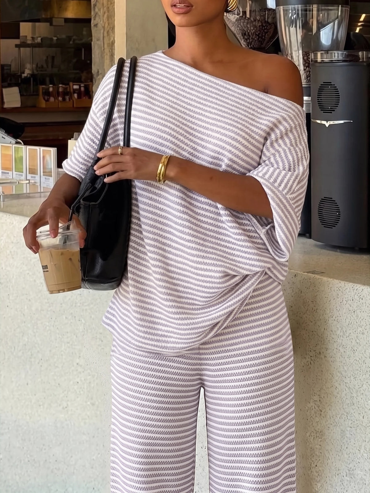 Kitya | Striped Two-Piece Waffle Knit Set