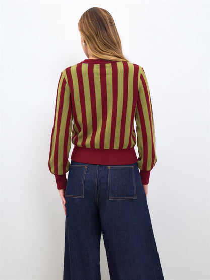 Dria | Striped Knit Sweater with Scarf Collar
