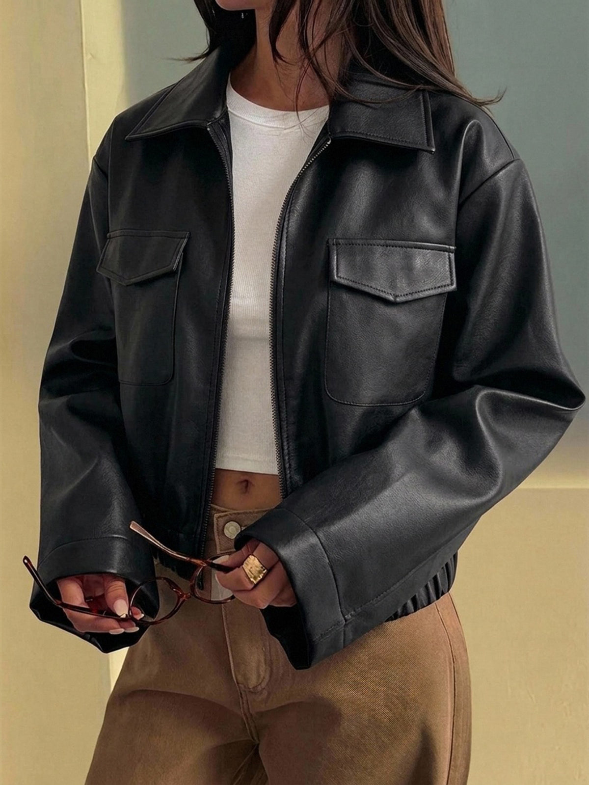Klis | Leather Drop-Shoulder Jacket