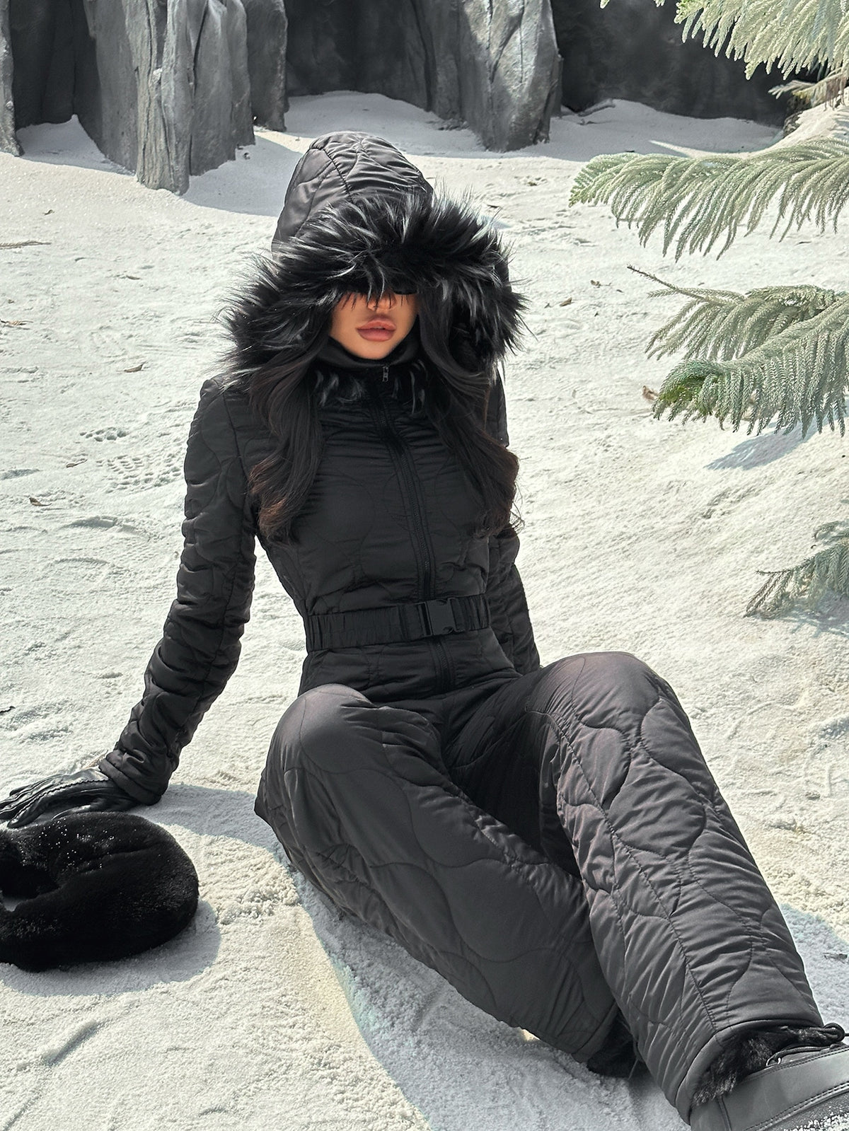 Halia | Fuzzy Hooded Jumpsuit