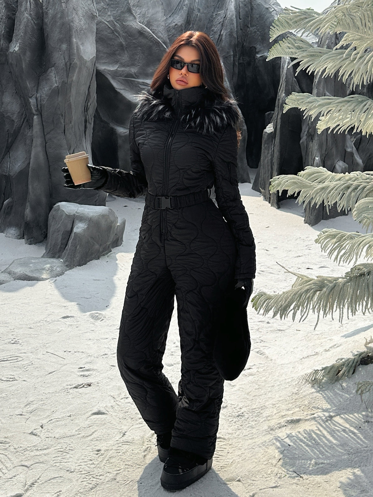 Halia | Fuzzy Hooded Jumpsuit