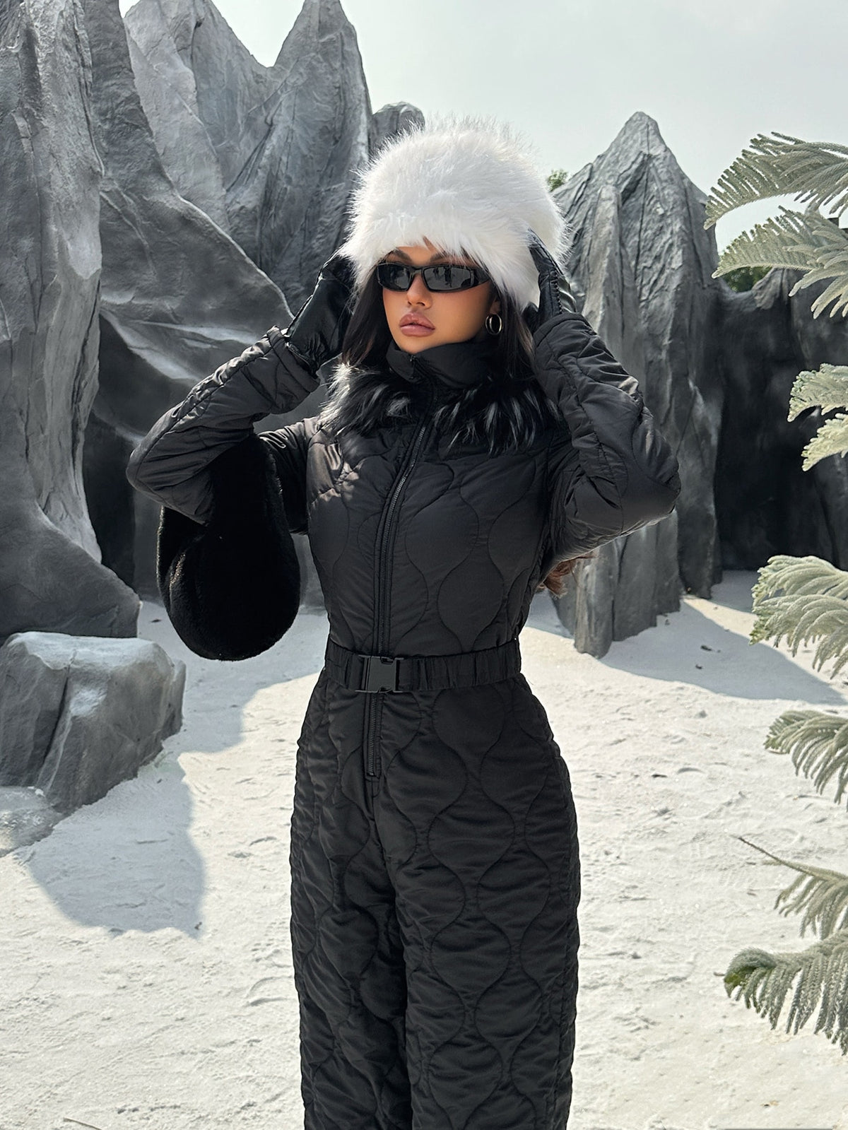 Halia | Fuzzy Hooded Jumpsuit