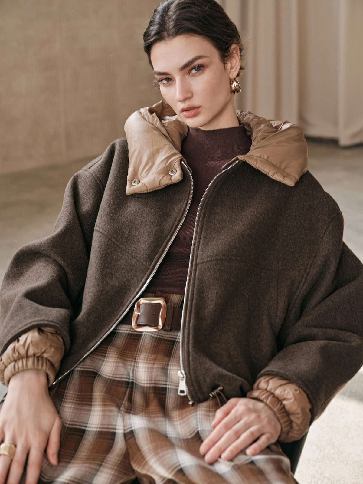 Ullia | Oversized Wool-Blend Jacket with Detachable Hood