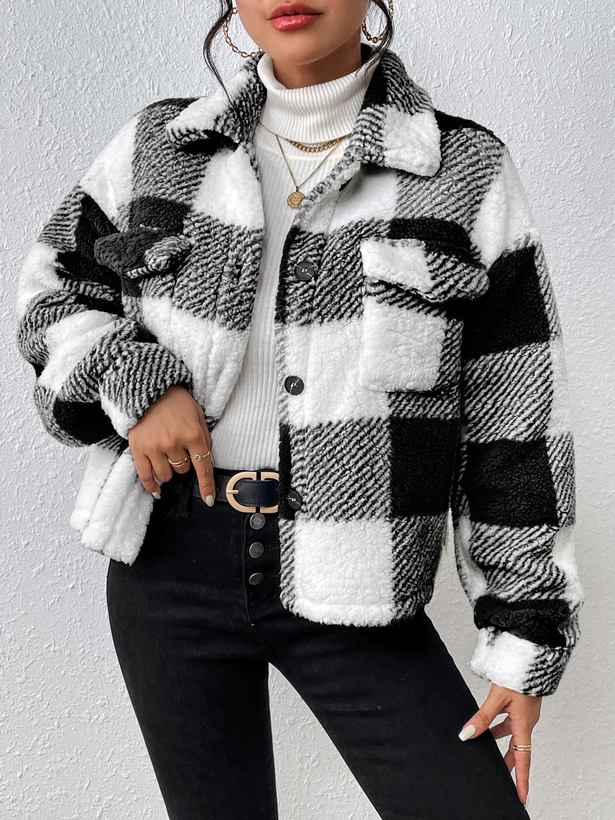 Sofina | Plaid Button Jacket
