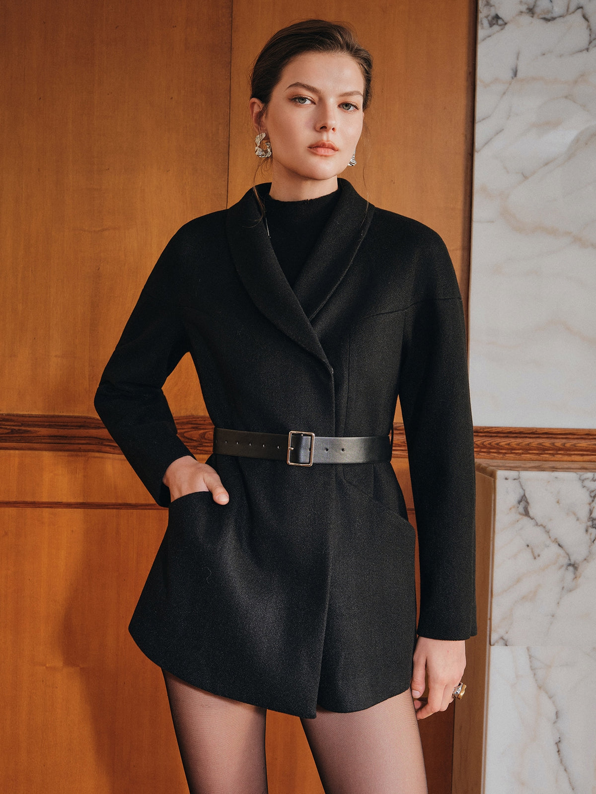 Halis | Shawl Collar Cloak Jacket