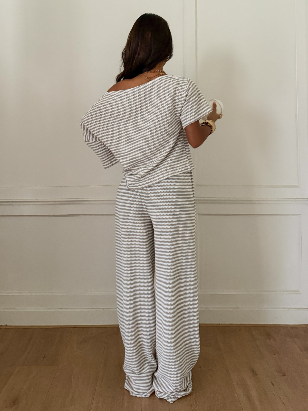 Kitya | Striped Two-Piece Waffle Knit Set