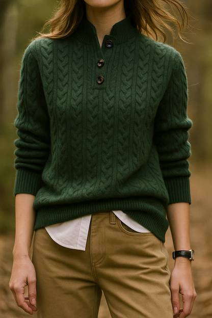 Ilse Blanche | Cable Knit Button-Up Sweater