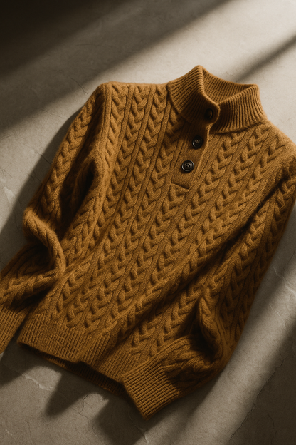 Ilse Blanche | Cable Knit Button-Up Sweater