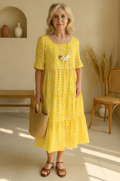 Marcelle | Short-Sleeve Midi Dress