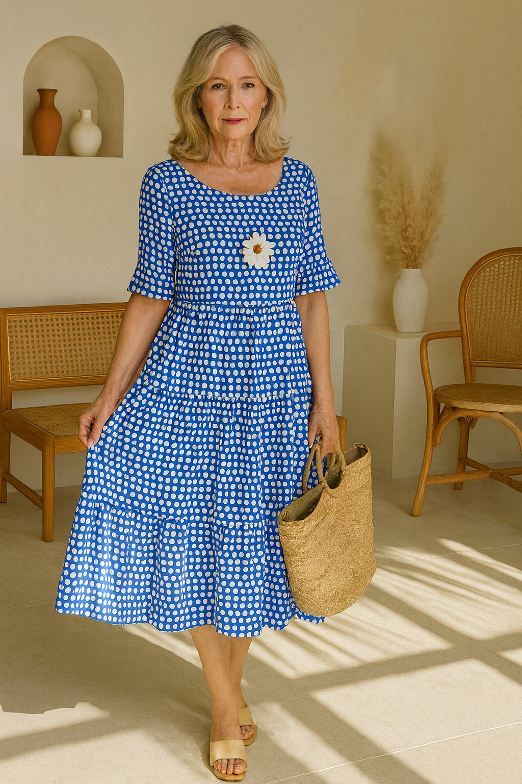 Marcelle | Short-Sleeve Midi Dress