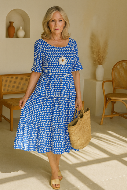 Marcelle | Short-Sleeve Midi Dress