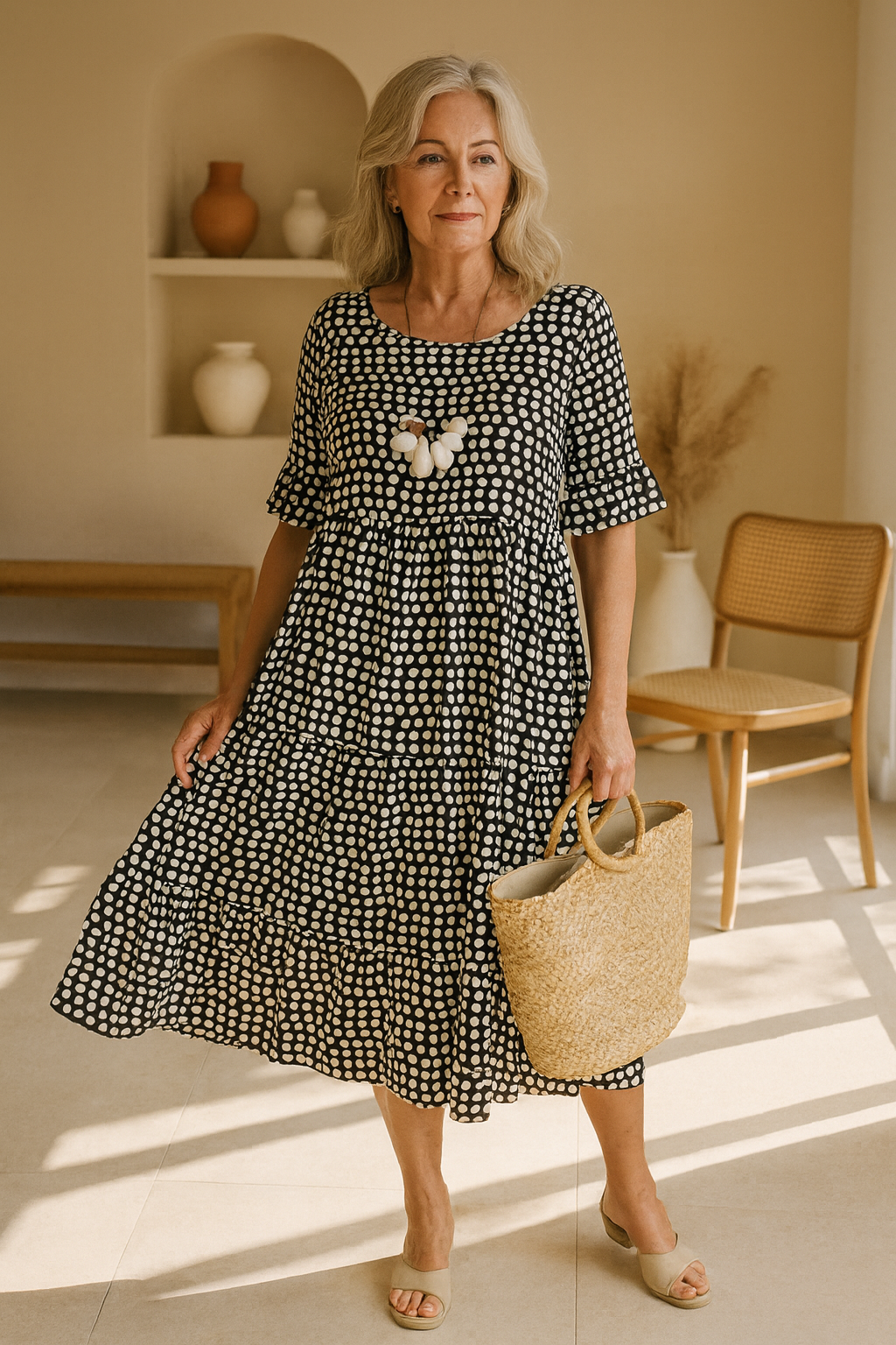 Marcelle | Short-Sleeve Midi Dress
