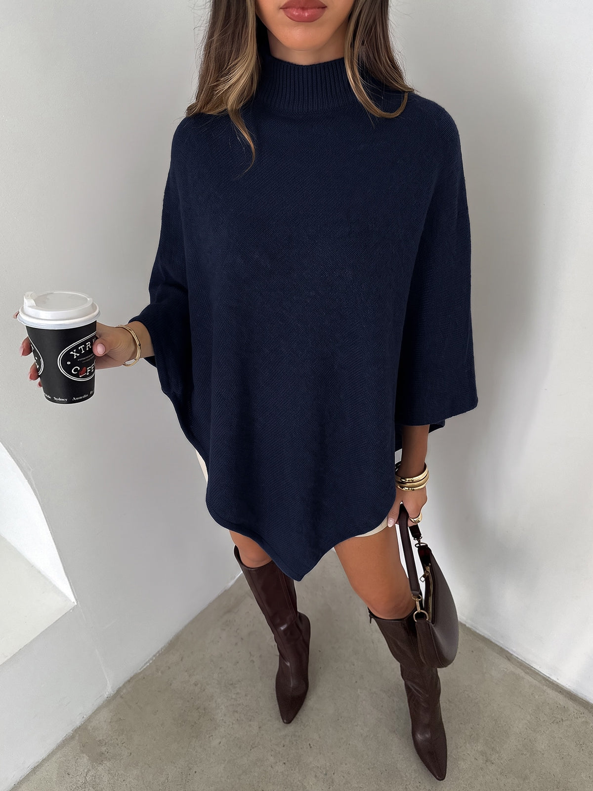 Blaira | Oversized High-Neck Poncho Sweater